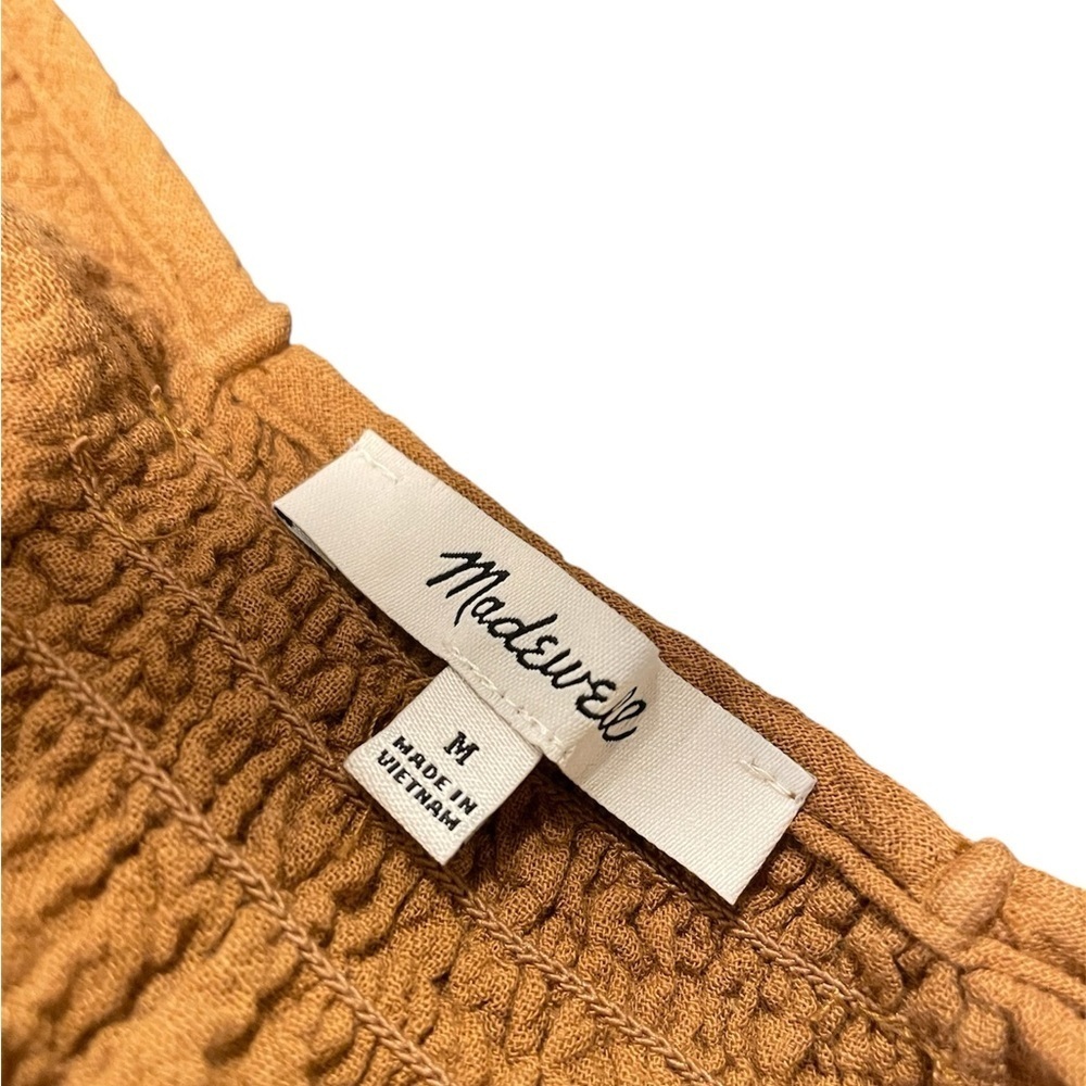 Madewell Lightspun Gold Toffee Open Back Peplum Long Sleeve Top Medium - Picture 7 of 8